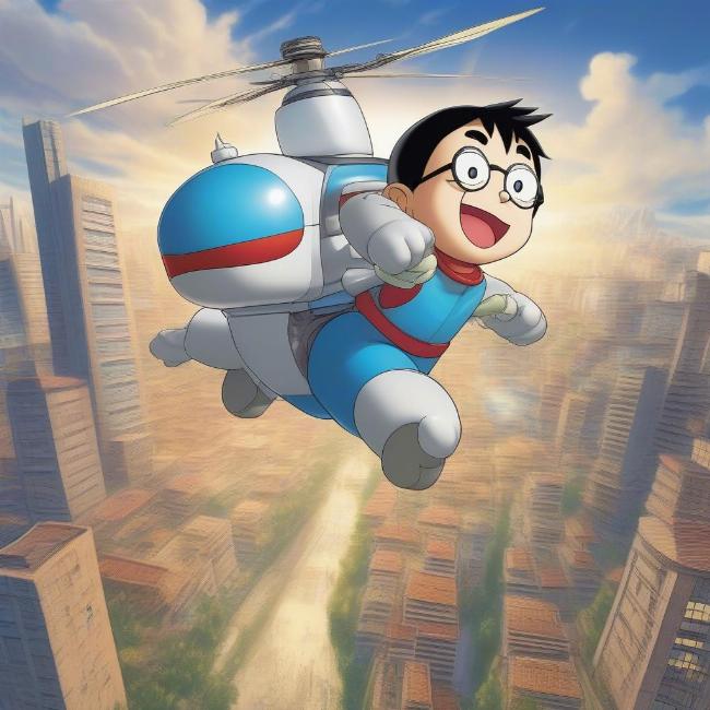 Nobita sử dụng bảo bối của Doraemon