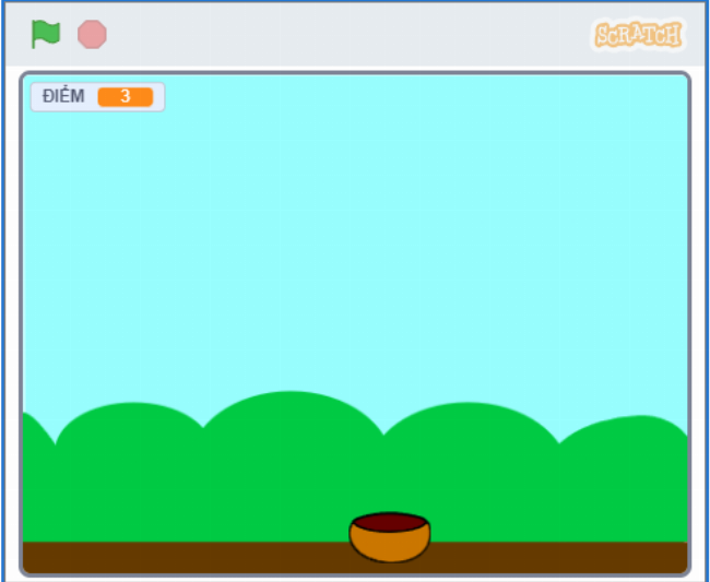 Hình ảnh minh họa game hứng táo đơn giản được tạo bằng Scratch