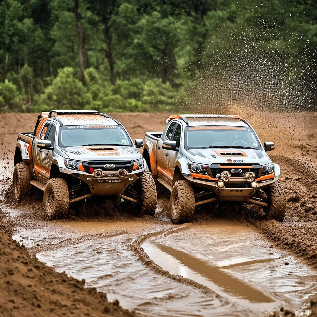 Offroad racing on a muddy track