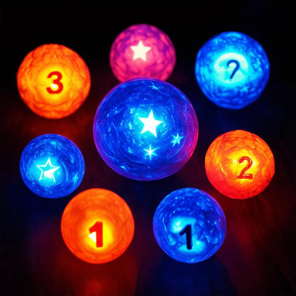 7 glowing dragon balls