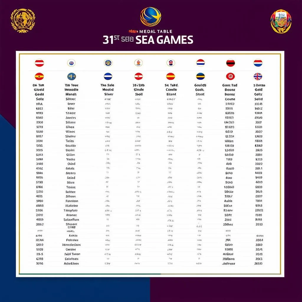 Bảng tổng sắp huy chương SEA Games 31