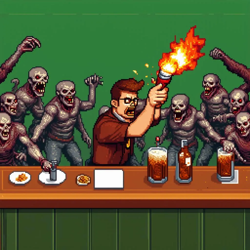 Bartender chiến đấu với zombie