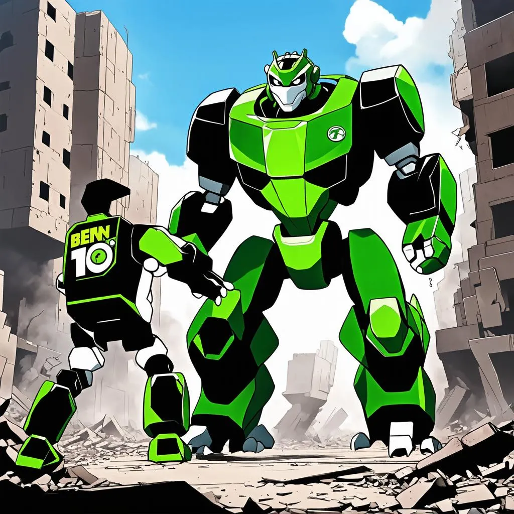 Ben 10 chiến đấu với quái vật