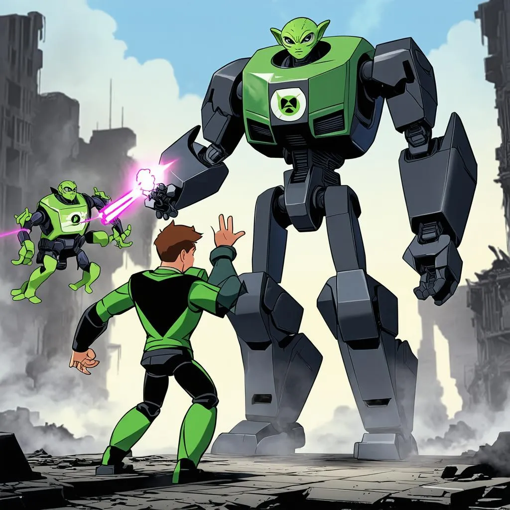 Ben 10 chiến đấu với robot