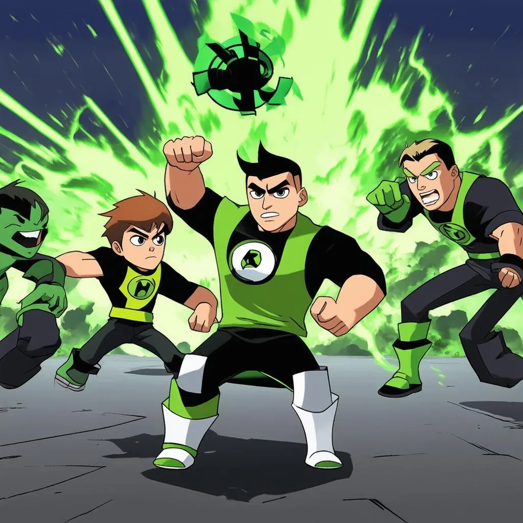 Ben 10 chiến đấu với kẻ thù