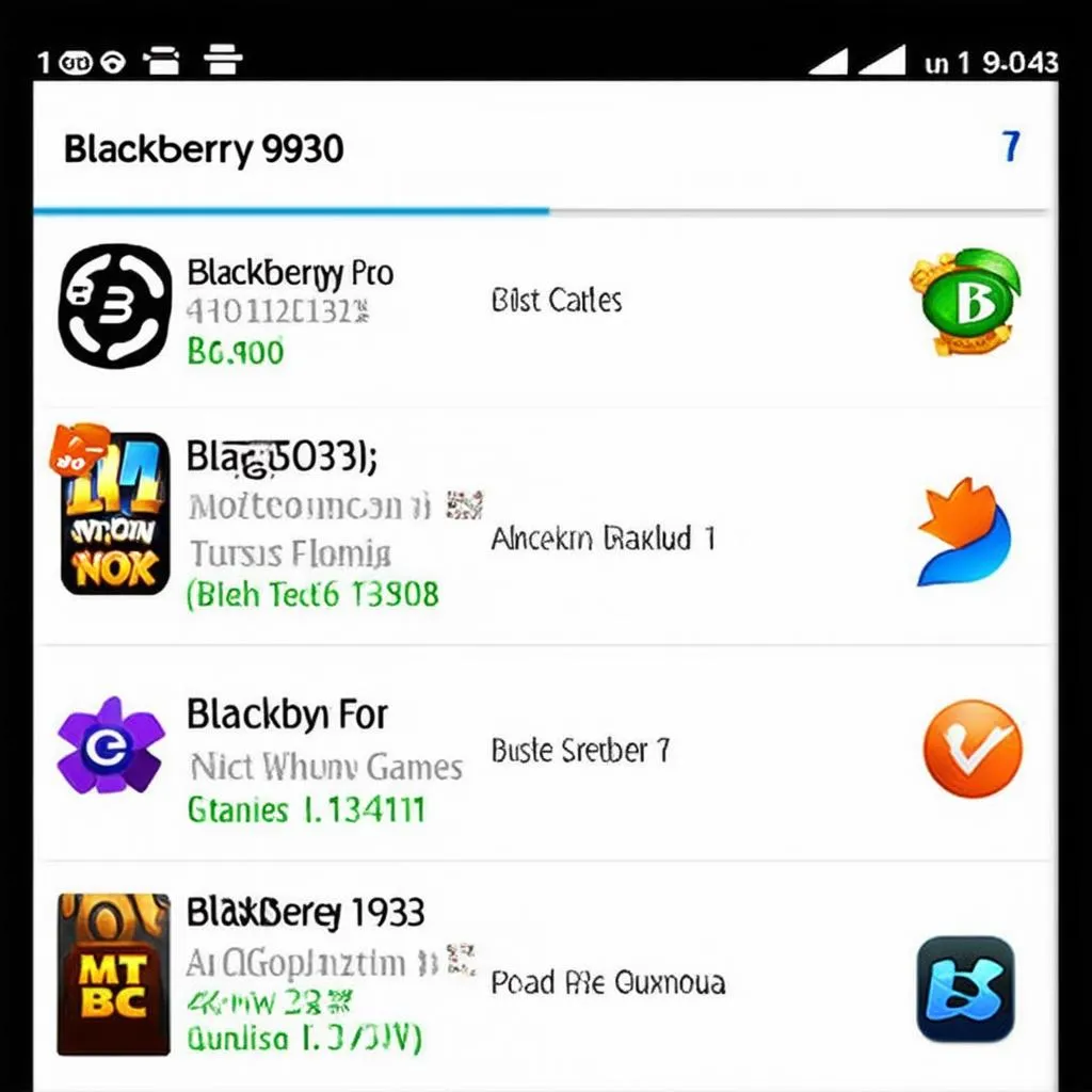 Blackberry 9930: Danh sách game