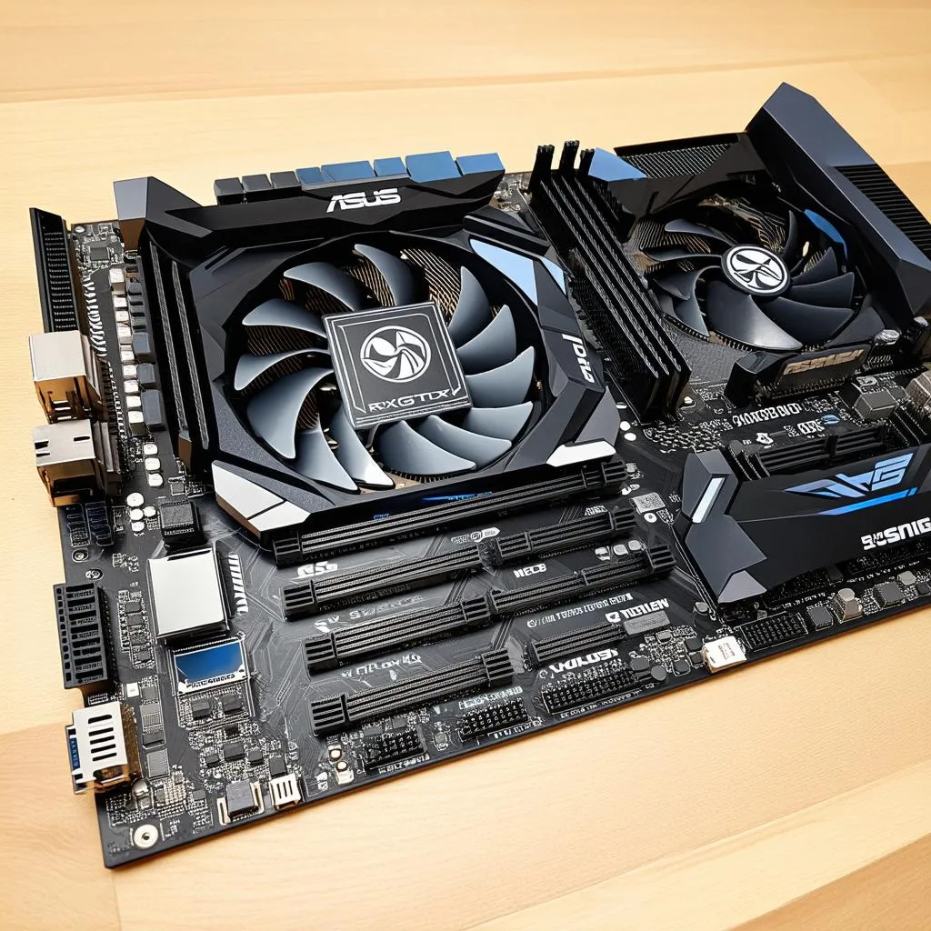 Bo mạch chủ ASUS ROG Strix Z370-F Gaming và Card đồ họa