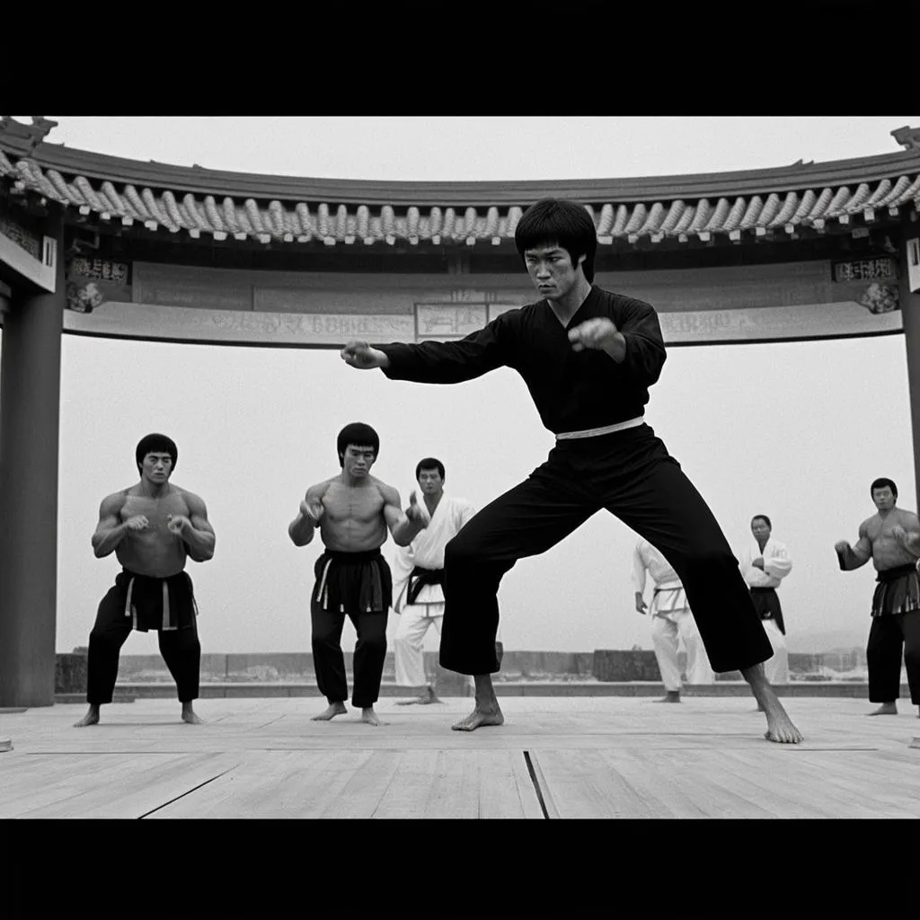 Bruce Lee đang chiến đấu trong ngôi tháp