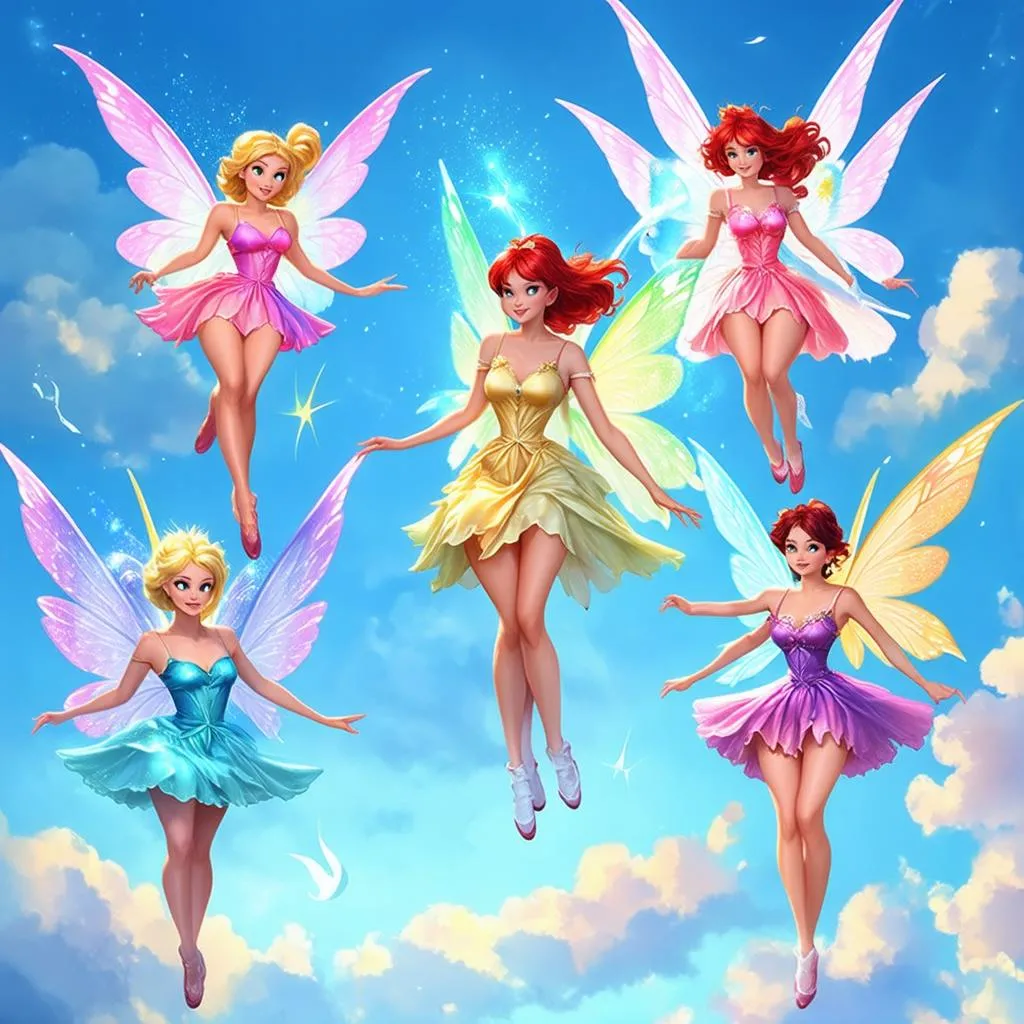 Các nàng tiên Winx đang bay trong không trung