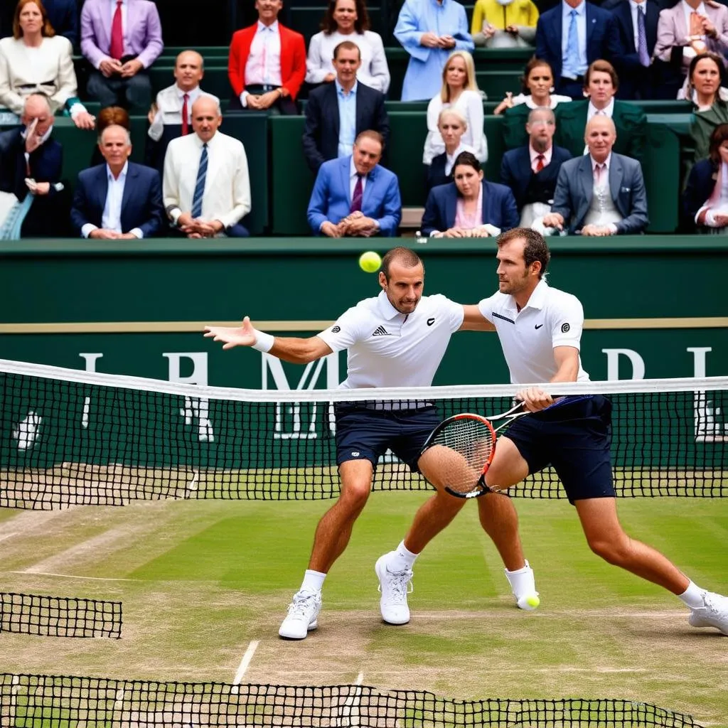 Các tay vợt tennis đang thi đấu tại Wimbledon