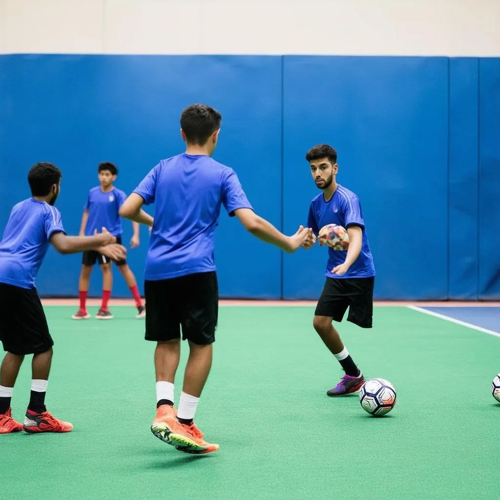 Cầu thủ Futsal tập luyện