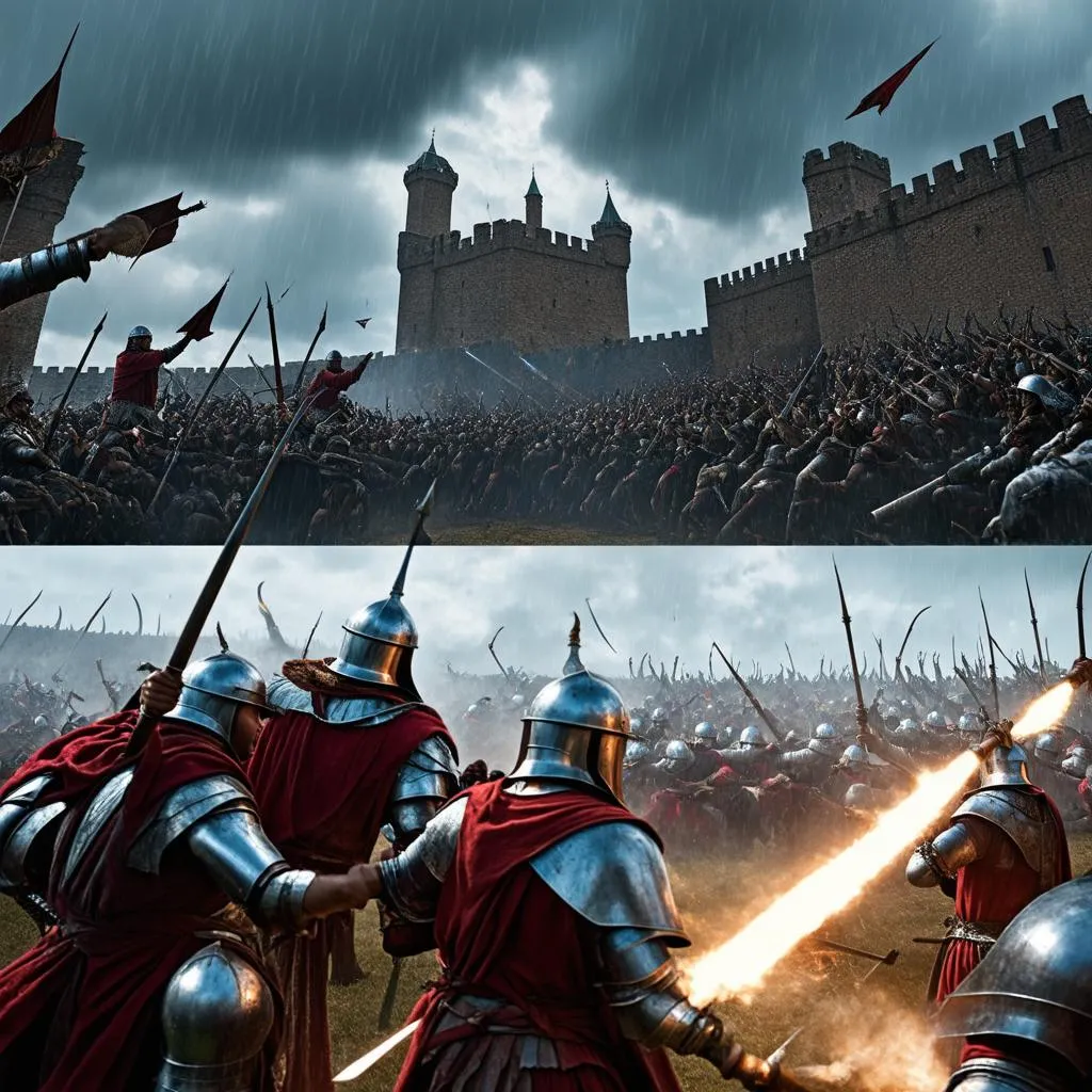 Medieval warriors defend the citadel