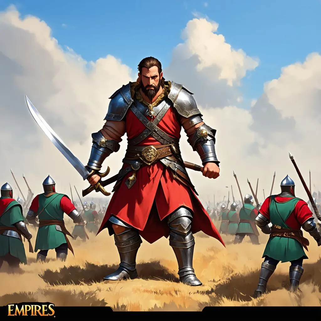 Chiến binh Empires cầm kiếm giữa chiến trường