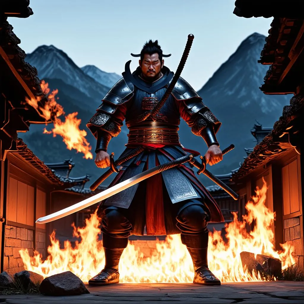 Samurai warrior in game