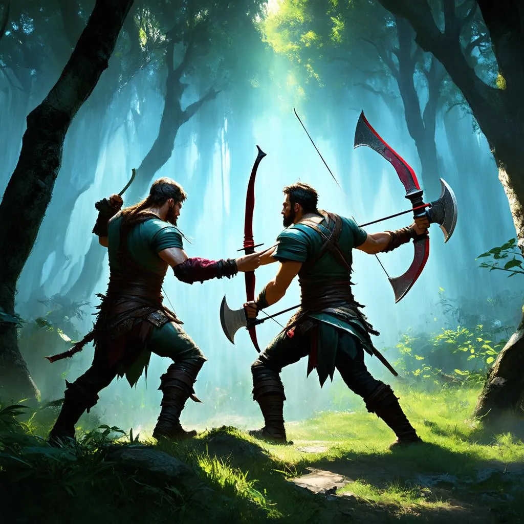 fighting in the forest