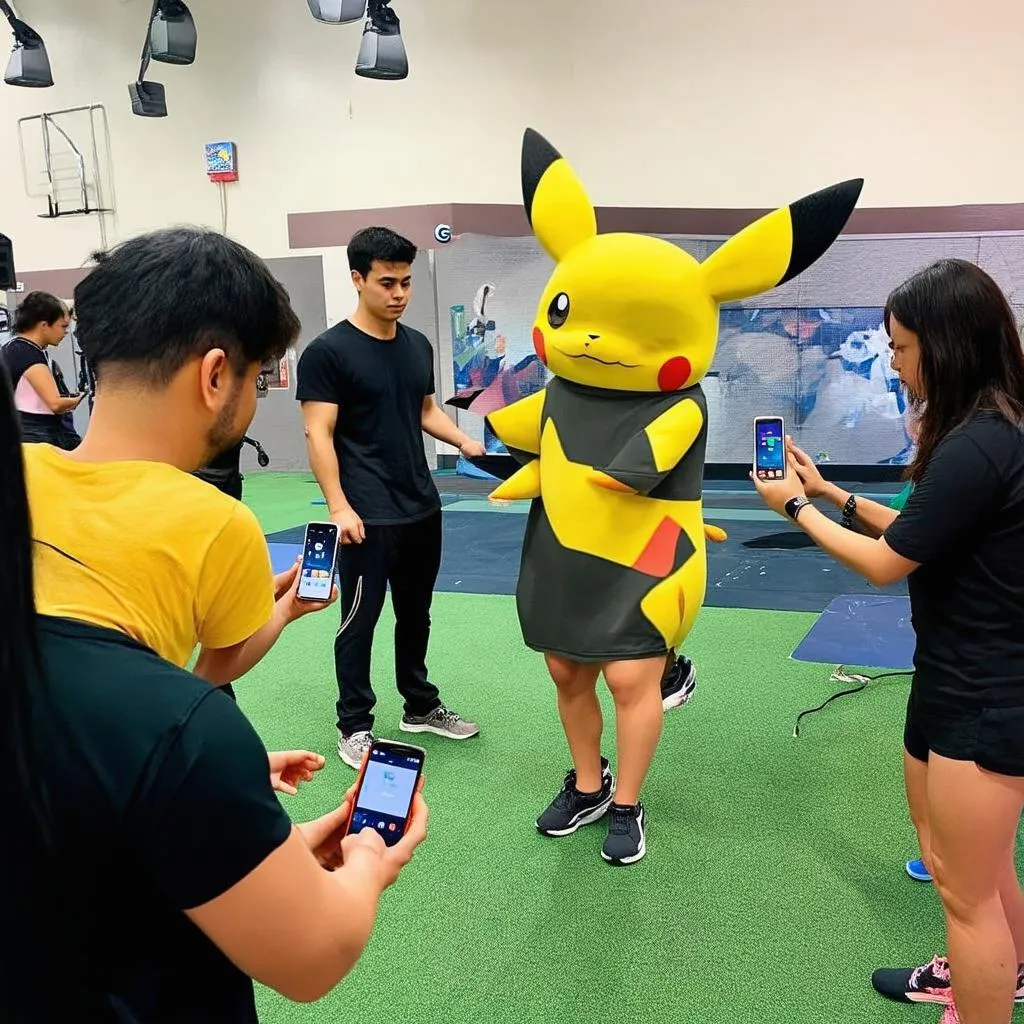 Chiến đấu với Pokémon trong phòng Gym