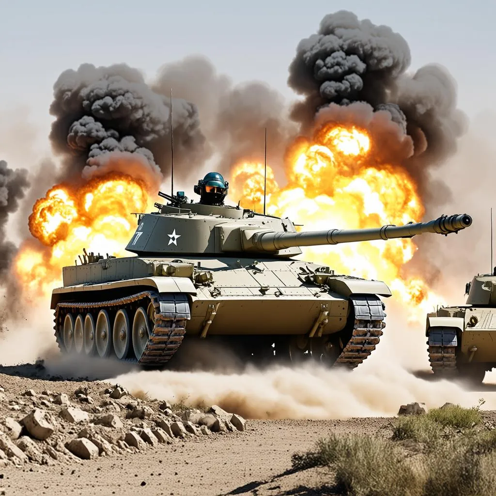 Tank in battle