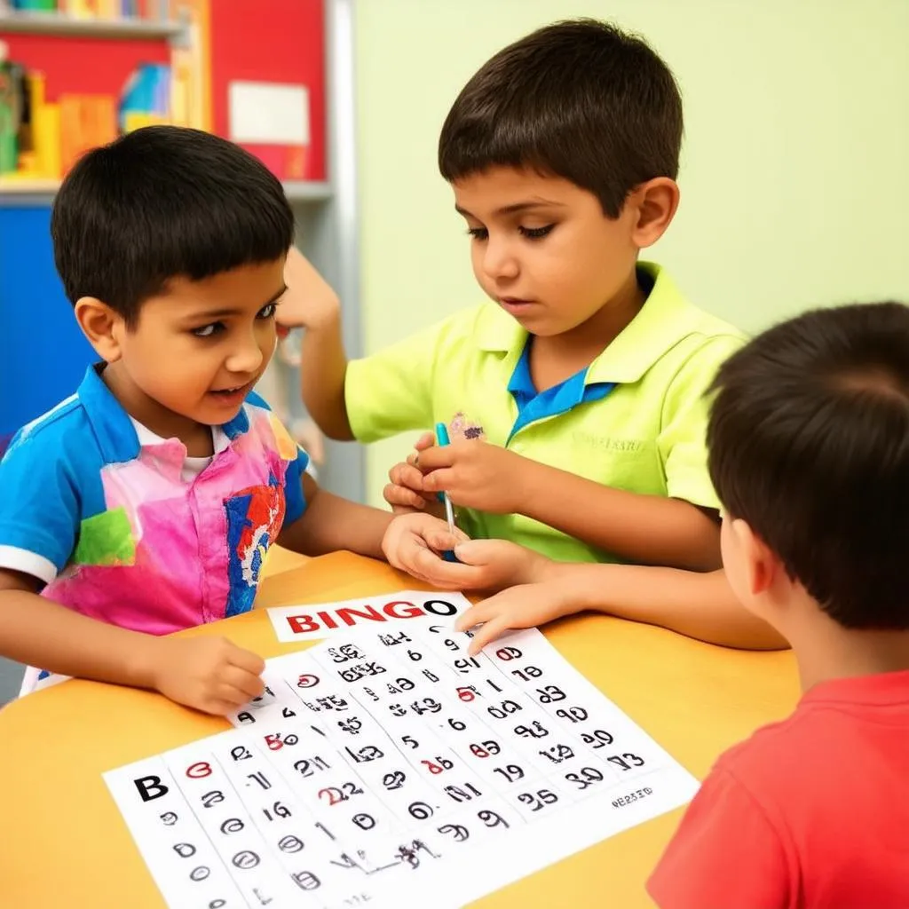 Trẻ em chơi Bingo Vocabulary Game