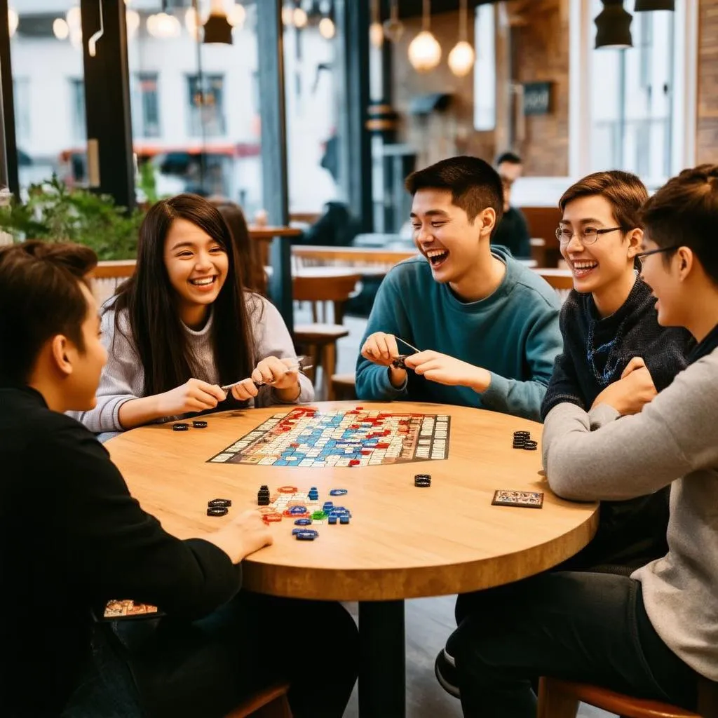 Chơi board game tại quán cà phê