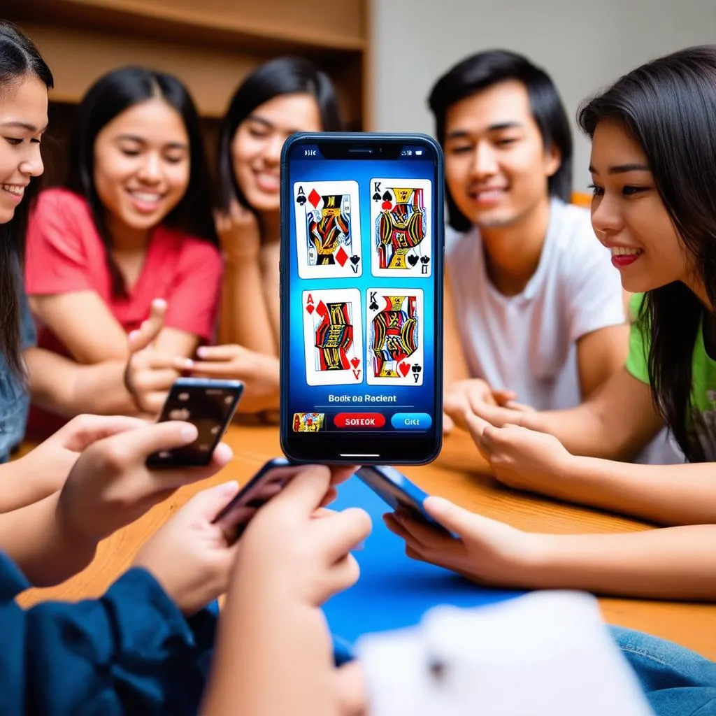 Chơi game bài vui mobi trên điện thoại