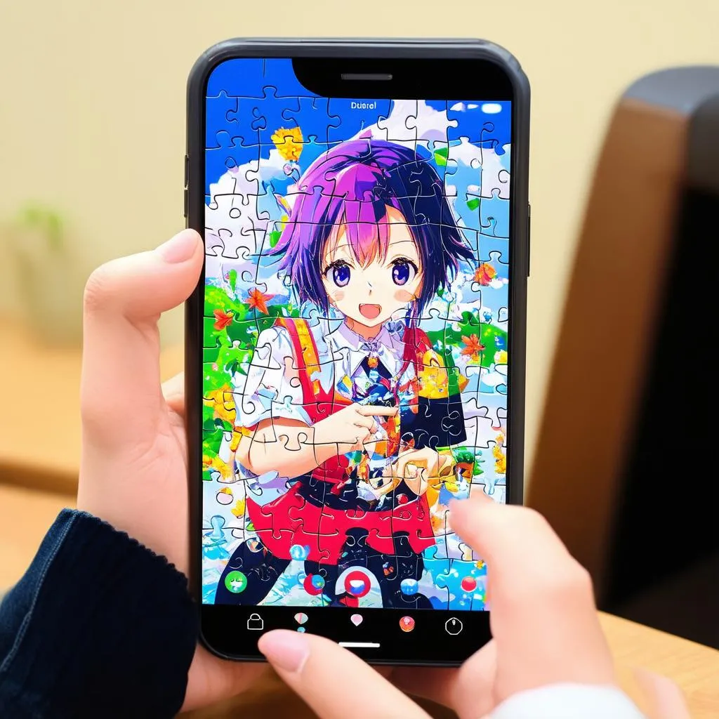 Chơi game ghép hình anime trên điện thoại