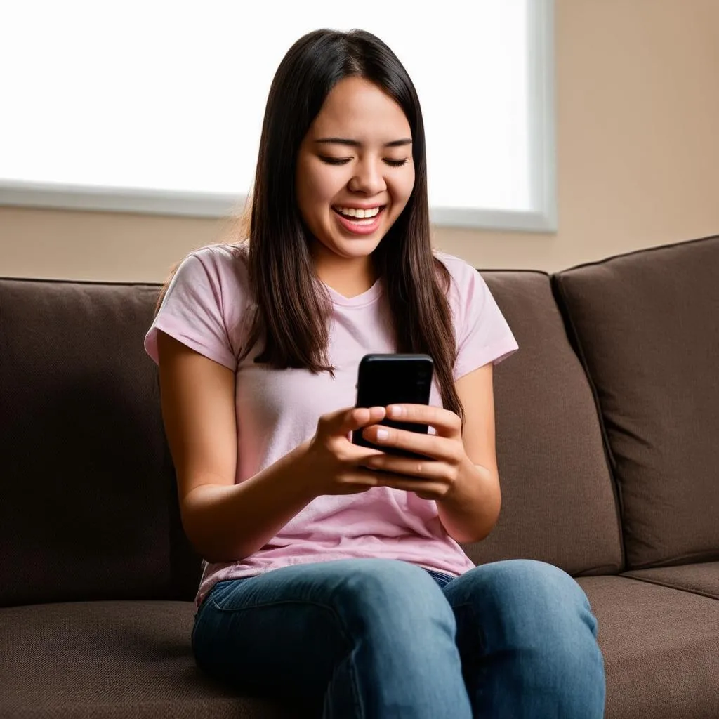 Girl Playing Mobile Game