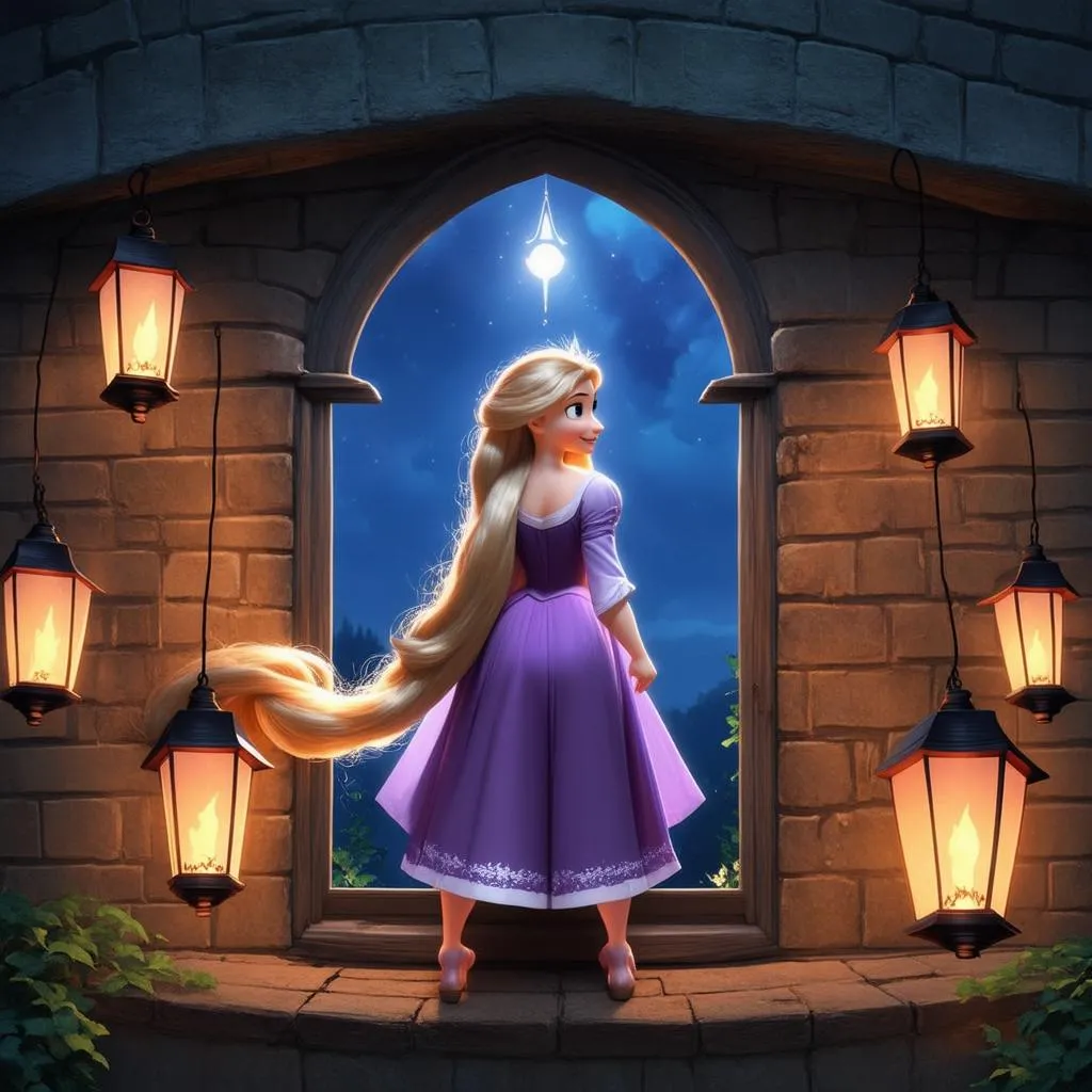 Công chúa Rapunzel trong tòa tháp