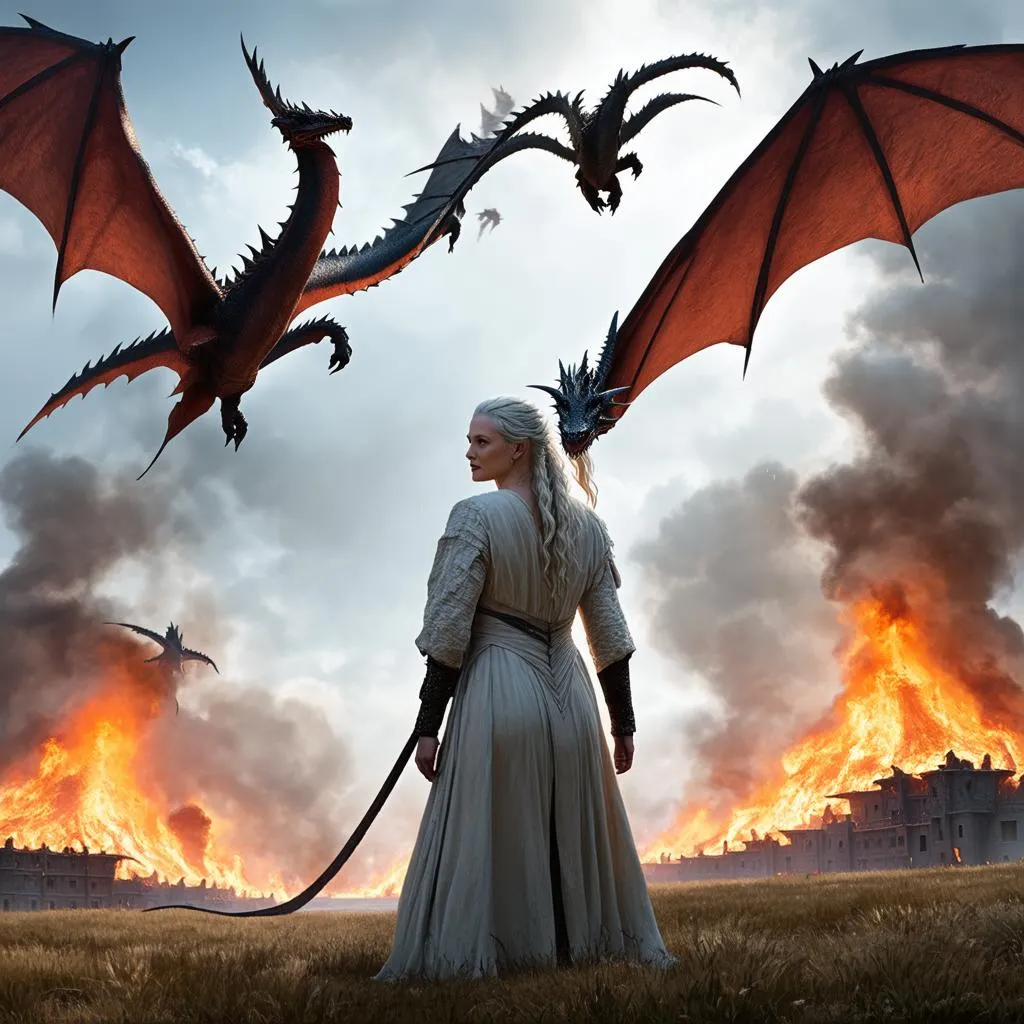 Daenerys Targaryen cùng ba con rồng