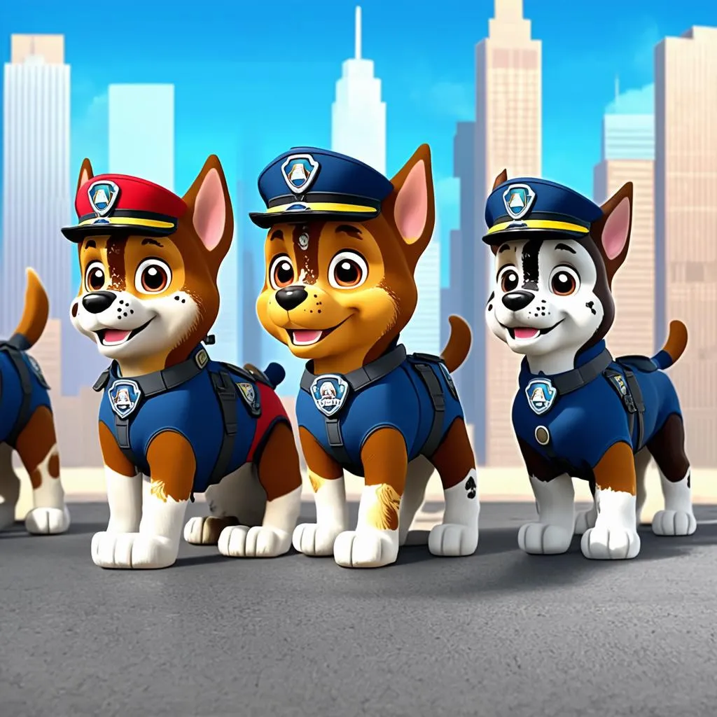 Đội chó cứu hộ Paw Patrol đang làm nhiệm vụ