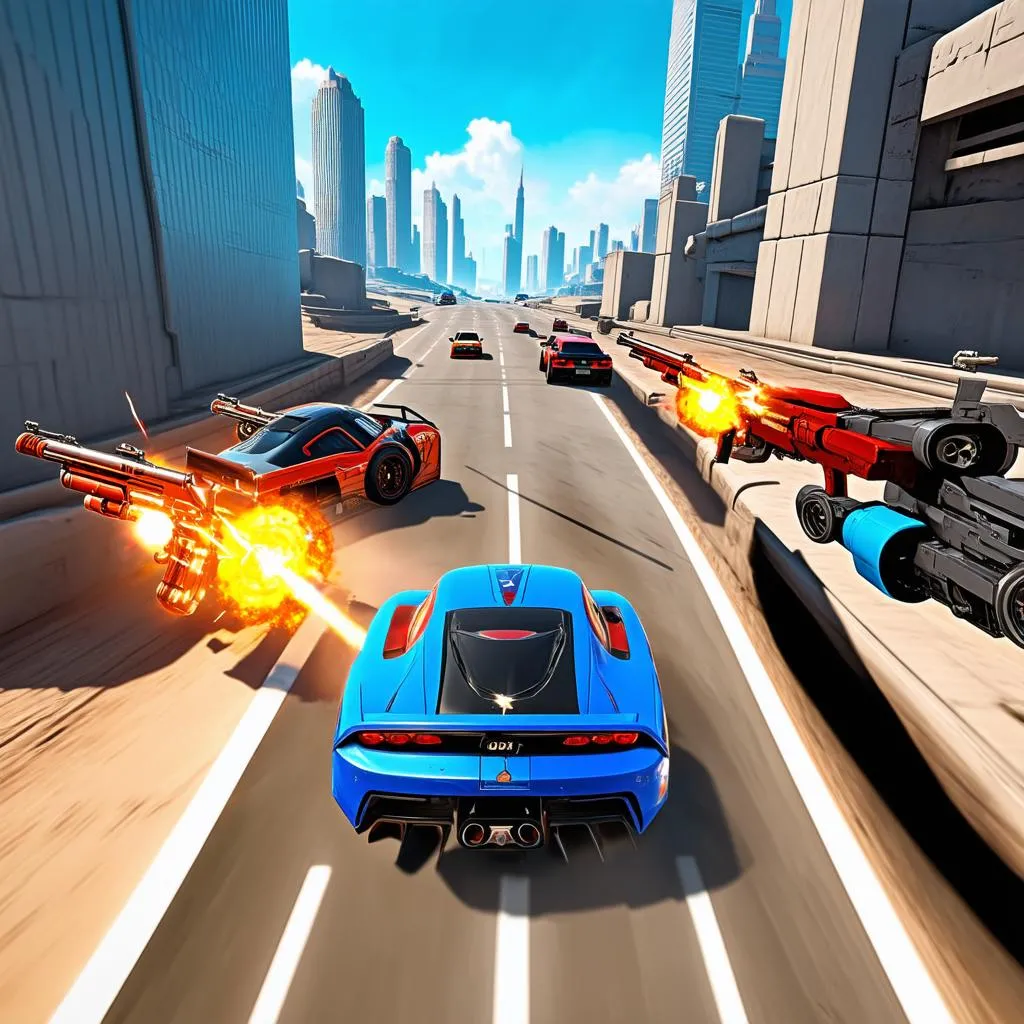 Racing game with guns