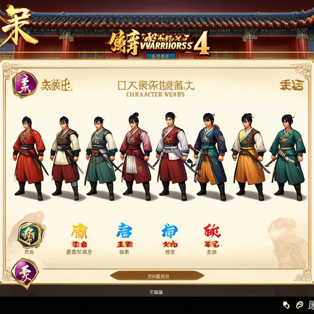 Dynasty Warriors Character Select Screen