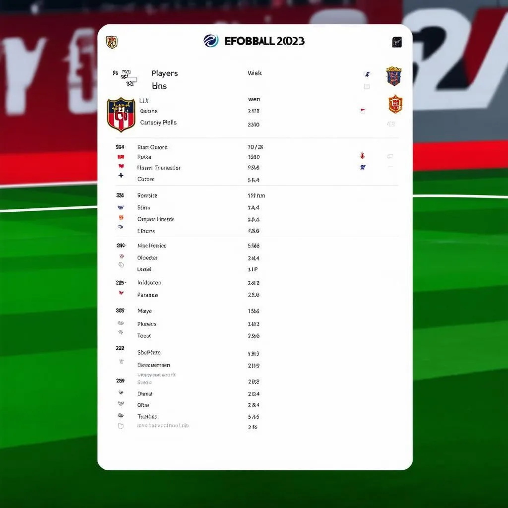 eFootball 2023 lineup