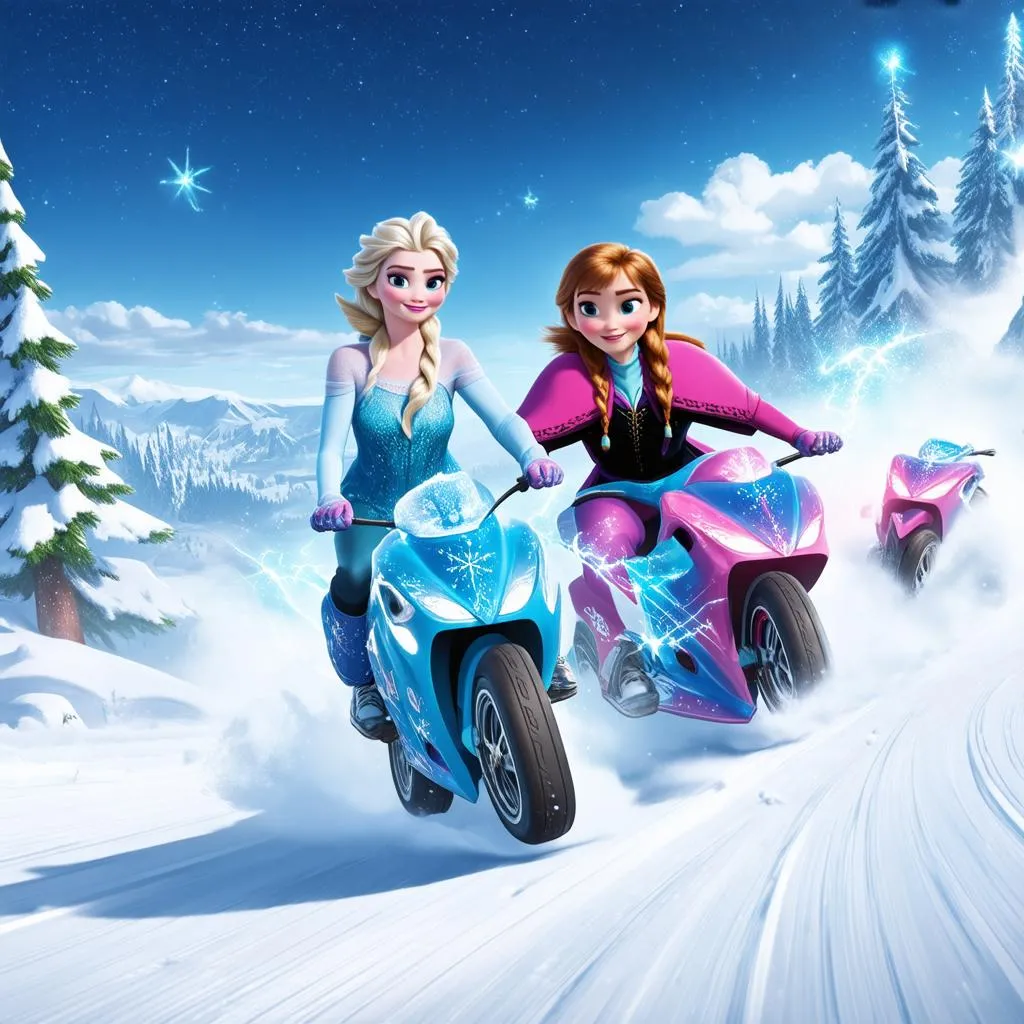 elsa-and-anna-racing