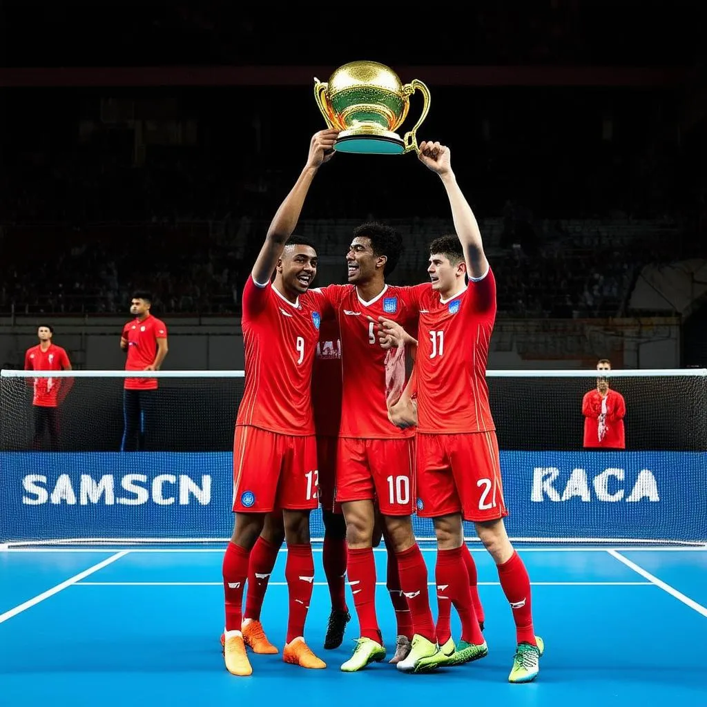 Đội tuyển Futsal Việt Nam giương cao cup vô địch