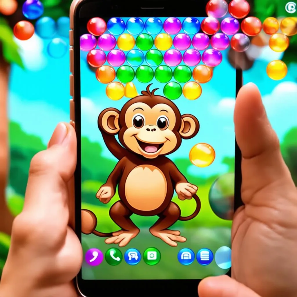 Chơi game khỉ bắn bóng trên điện thoại