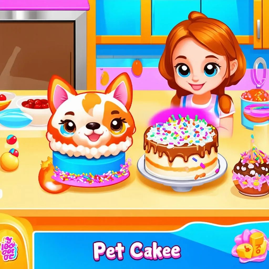 Game làm bánh cho pet đồ họa đáng yêu