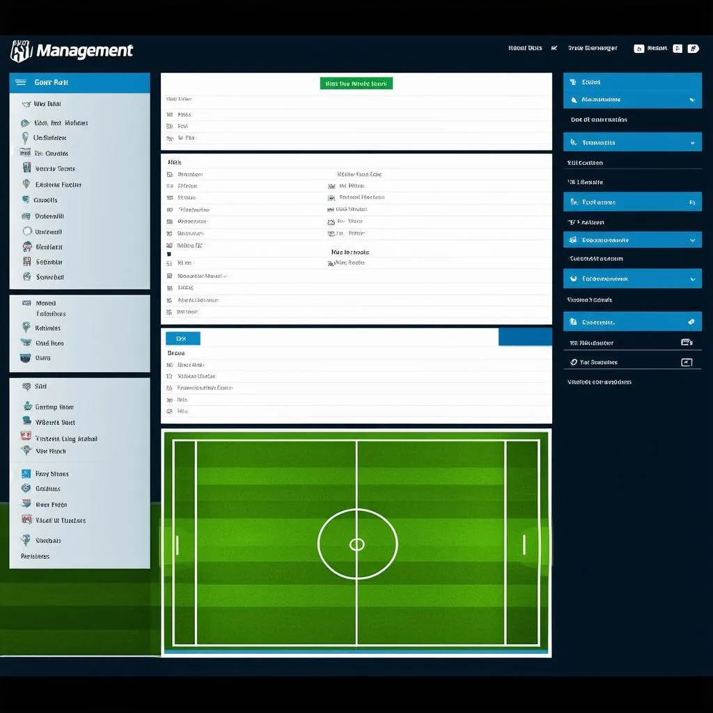 Giao diện game quản lý bóng đá