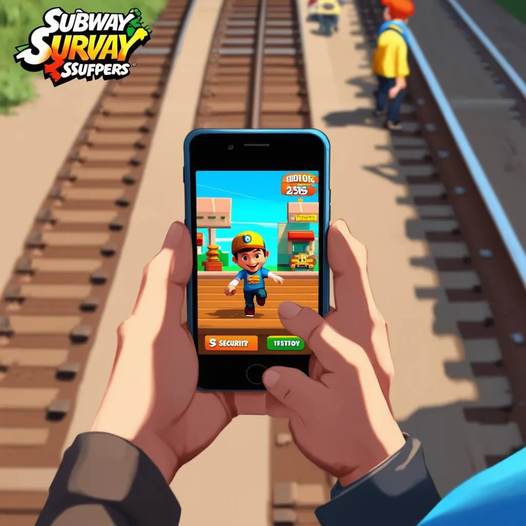 Chơi game Subway Surfers trên điện thoại