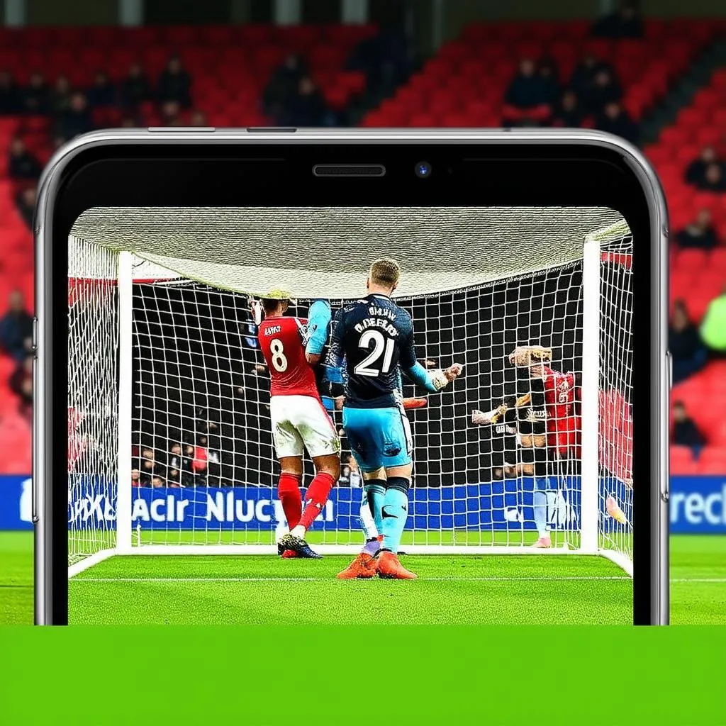 Hình ảnh mô phỏng game sút phạt penalty trên điện thoại