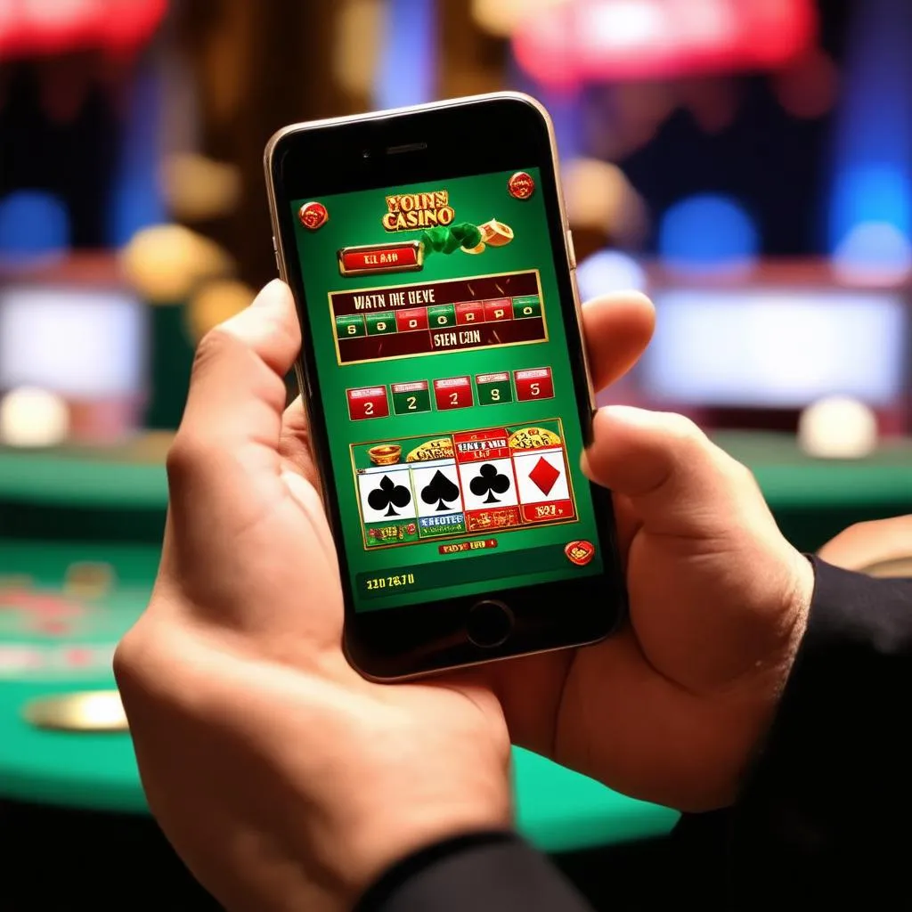 smartphone showing online casino interface