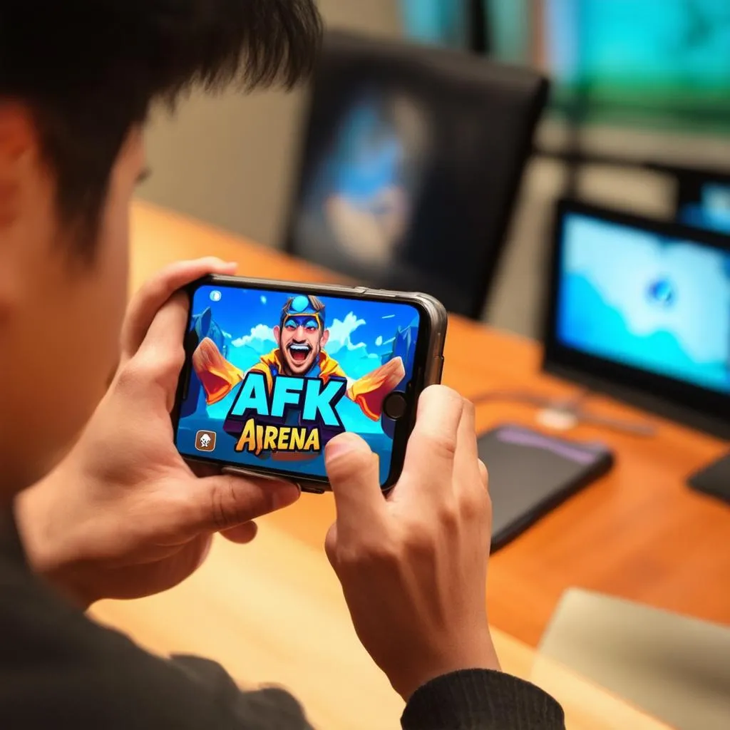 Game thủ AFK Arena đang đăng nhập vào game