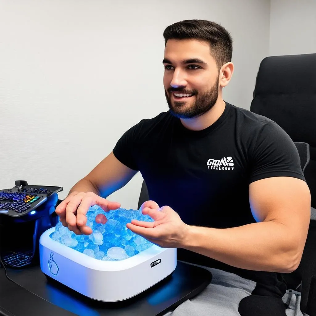 Game thủ sử dụng Game Ready Ice Therapy Machine