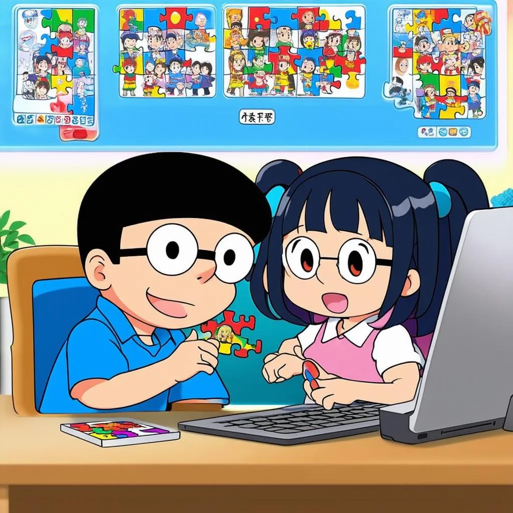 Game xếp hình Nobita và Xuka