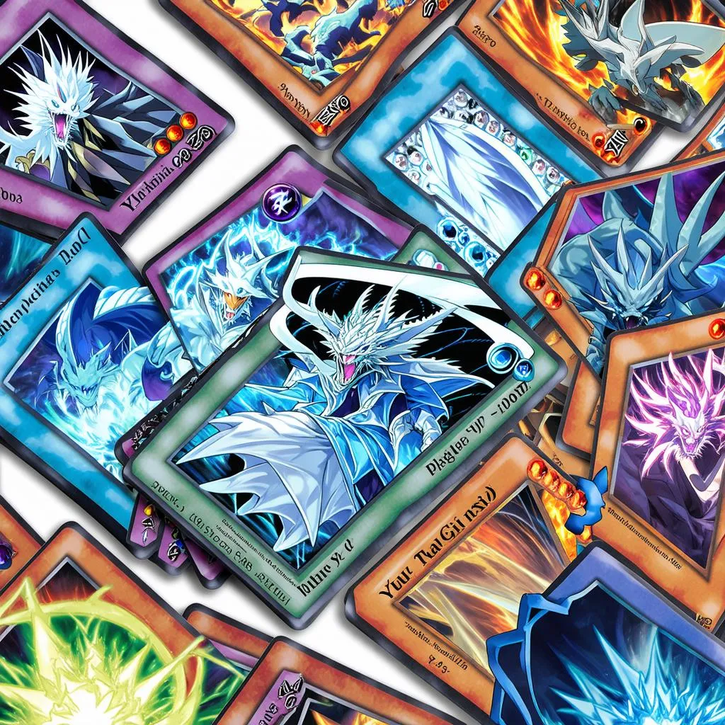 Bộ bài Yugioh trải ra