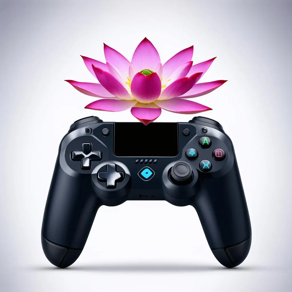 Gamepad hiện đại và đóa hoa sen