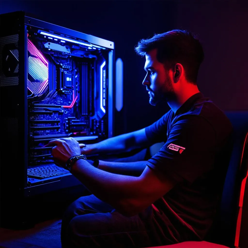 Gamer Playing on PC with Asus Z170 Pro Gaming Motherboard