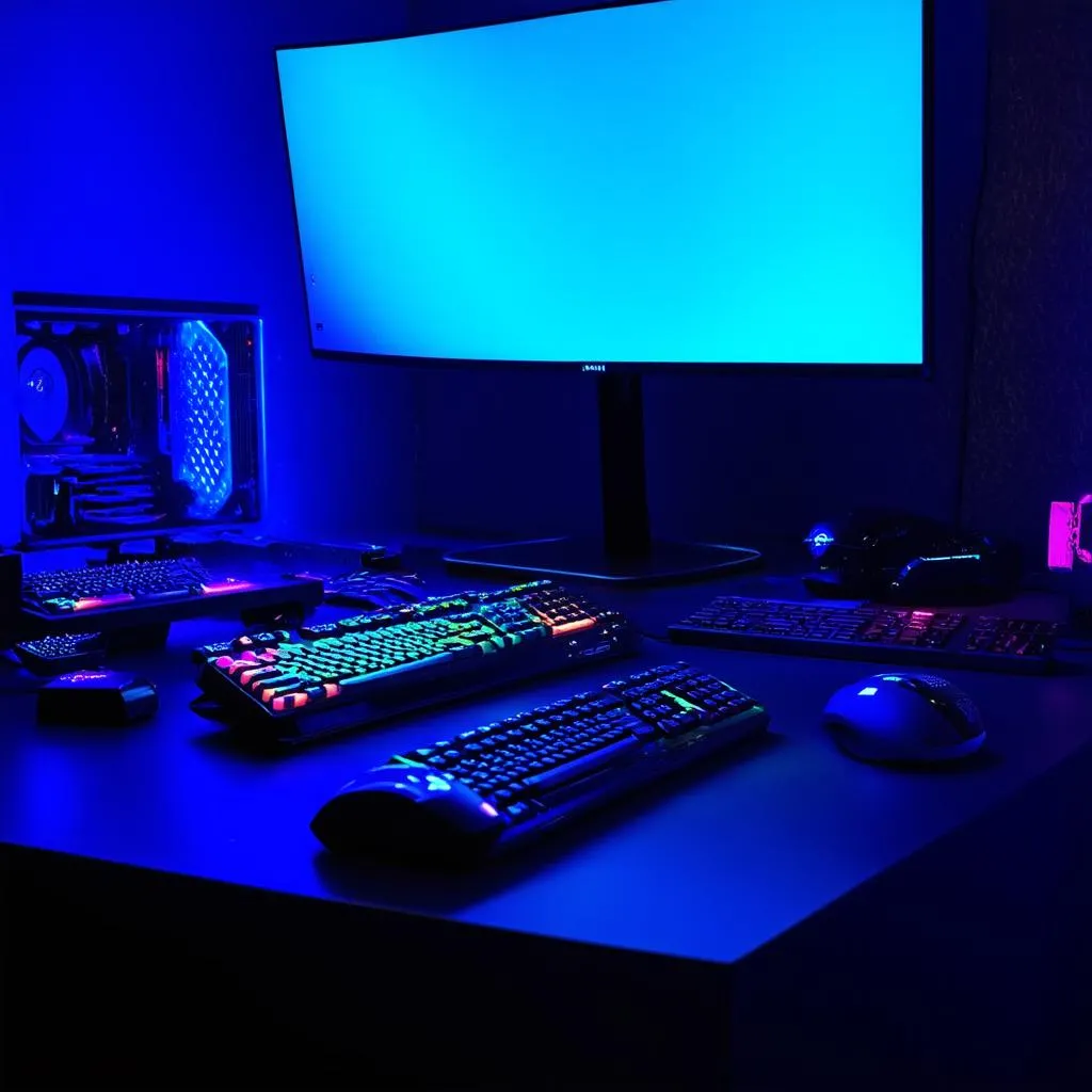 Gaming Setup with Neon Lights