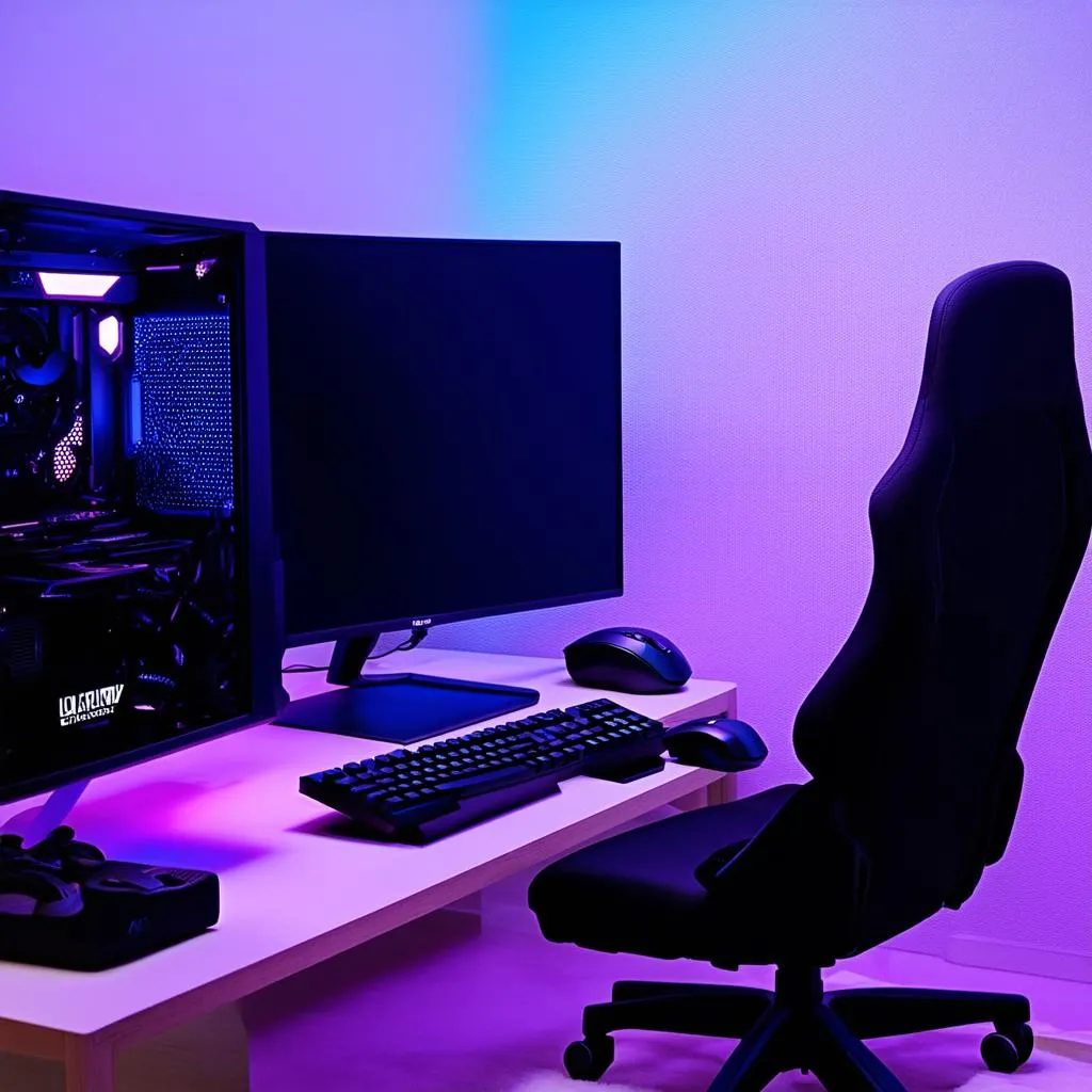 Gaming Setup with Neon Lights