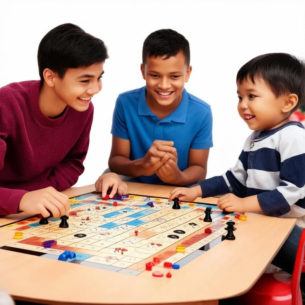 Gia đình cười vui chơi board game