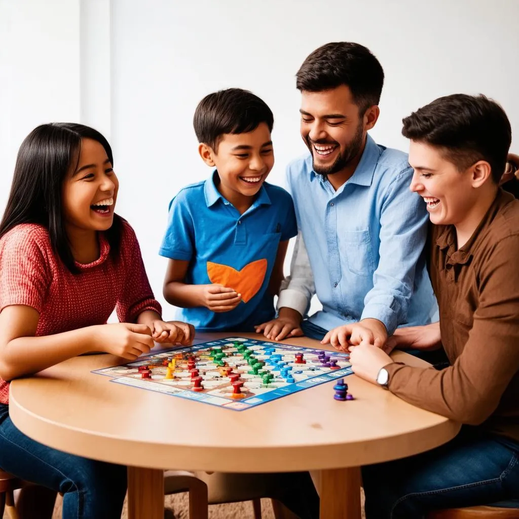 Gia đình vui vẻ với board game